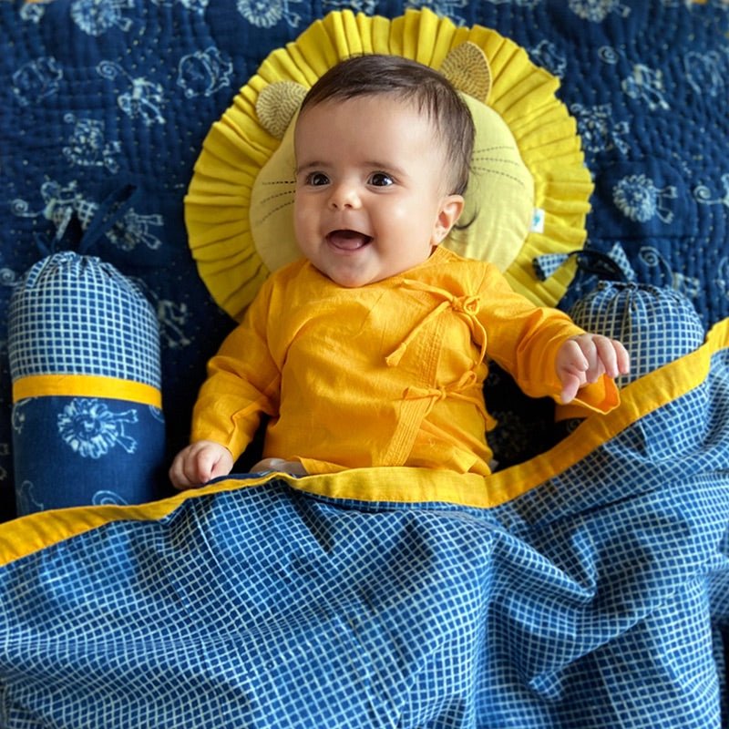 Kids Organic Cotton Gift Set - Dohar, Mustard Seed Pillow, Bolster and Maracas – Gift Giving on Brown Living™. SKU: ZOO - BOL - GFTSET. Img 2.