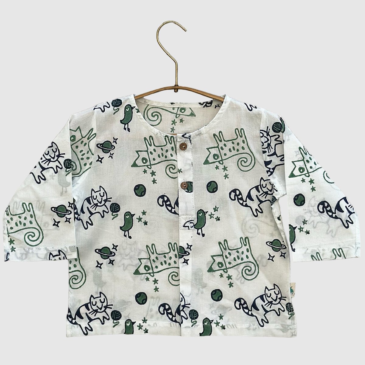 Kids Unisex Organic Billi Mint Kurta & Pajama Set – Kids Daywear Sets on Brown Living™. SKU: BILMNT-KURPJ-03. Img 3.