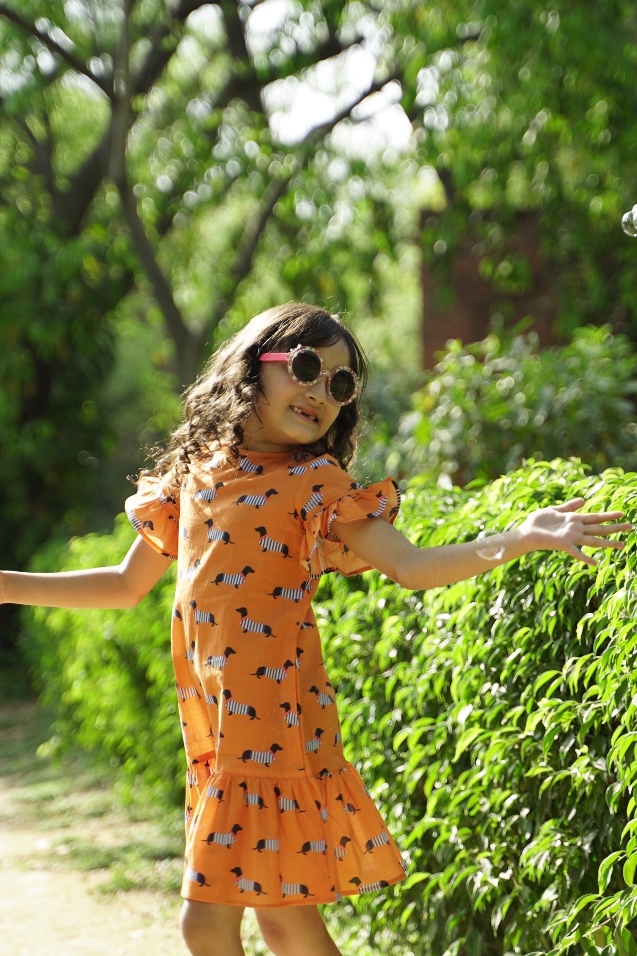 Kind is Beautiful Dress | Soft Cotton Dog Print Dress for Kids – Kids Daywear Sets on Brown Living™. SKU: ZGDPA. Img 1.