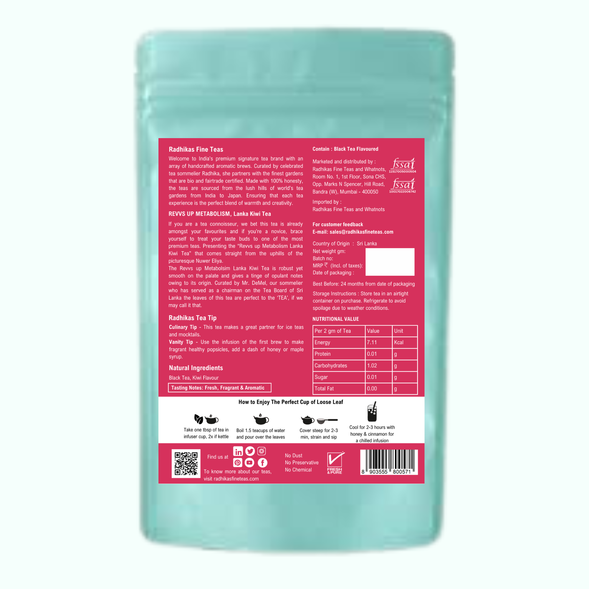 REVVS UP METABOLISM Lanka Kiwi Tea - A Tropical Delight with Antioxidants and Vitamin C
