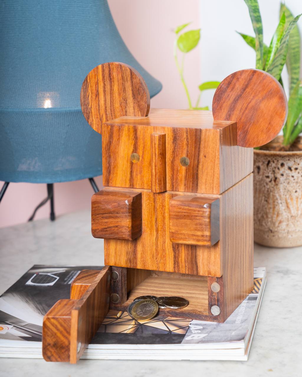 Koala Piggy Bank | Cute Wooden Coin Saving Box for Kids & Home Decor – Piggy Banks & Money Jars on Brown Living™. SKU: PBK. Img 1.