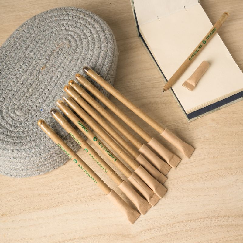 Kraft Paper Plantable Pen | With Seeds (Set of 5) – Stationery on Brown Living™. SKU: EK033. Img 3.