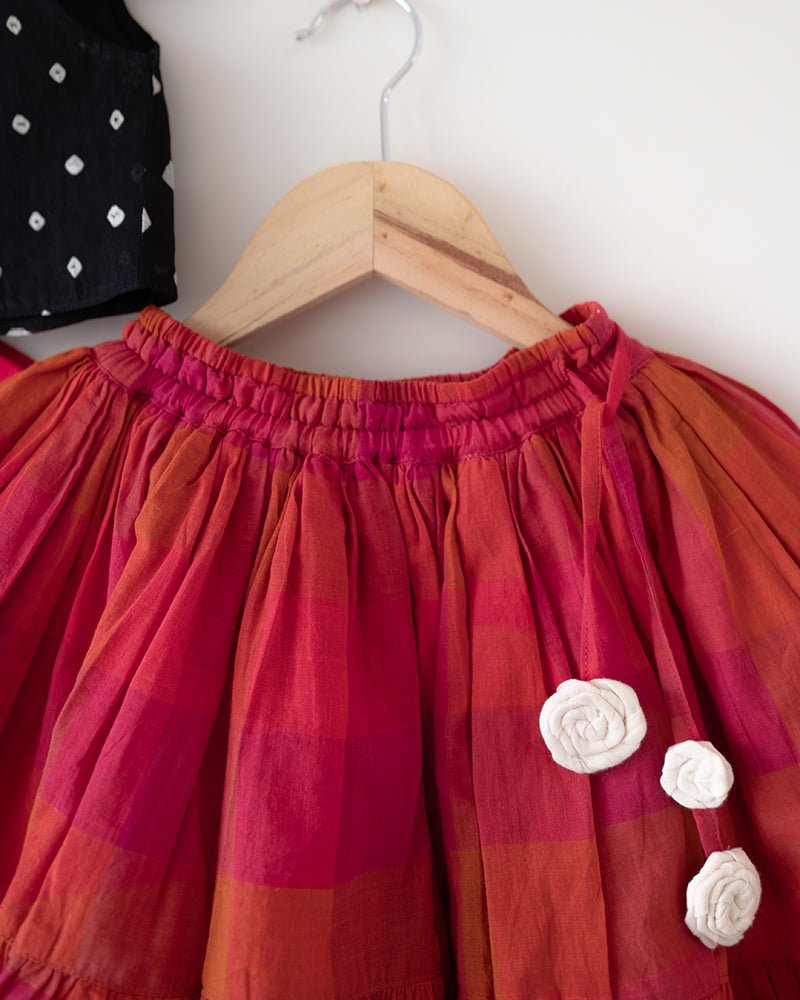 Laddoo Cotton Black Bandhani Top With Checkered Lehenga Set – Kids Ethnic Sets by Love The World Today available on Brown Living™. 6 - 12 M . SKU: C34G2BML612. Img 16.