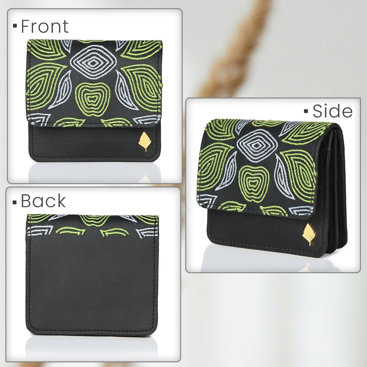 Lana - Cactus Leather Cardholder (Black) – Card Sleeves on Brown Living™. SKU: CHGH8009. Img 7.