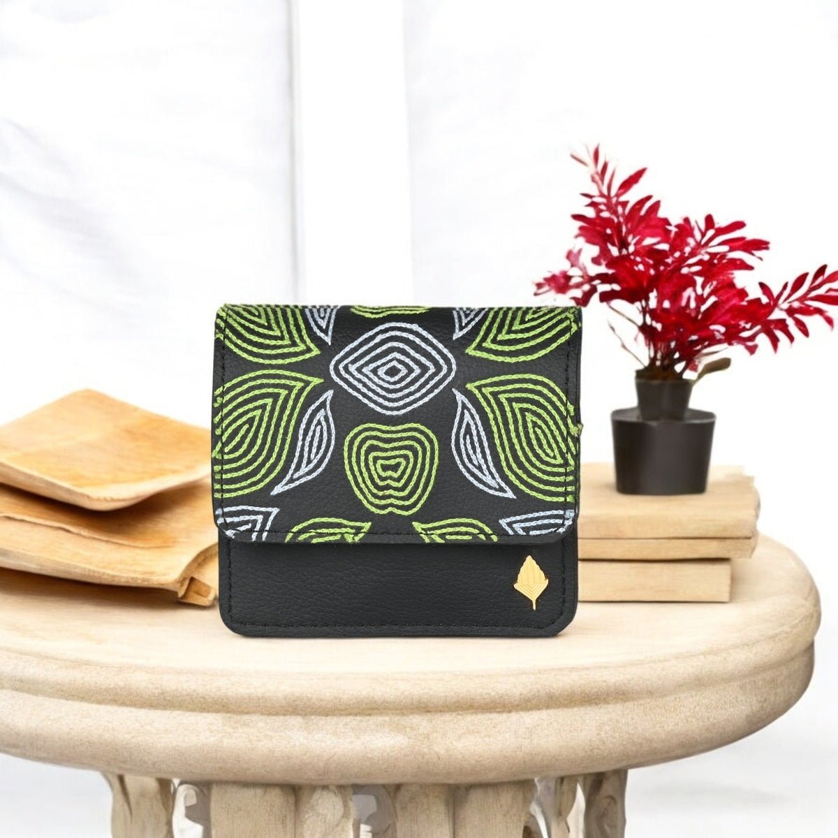 Lana - Cactus Leather Cardholder (Black) – Card Sleeves on Brown Living™. SKU: CHGH8009. Img 8.