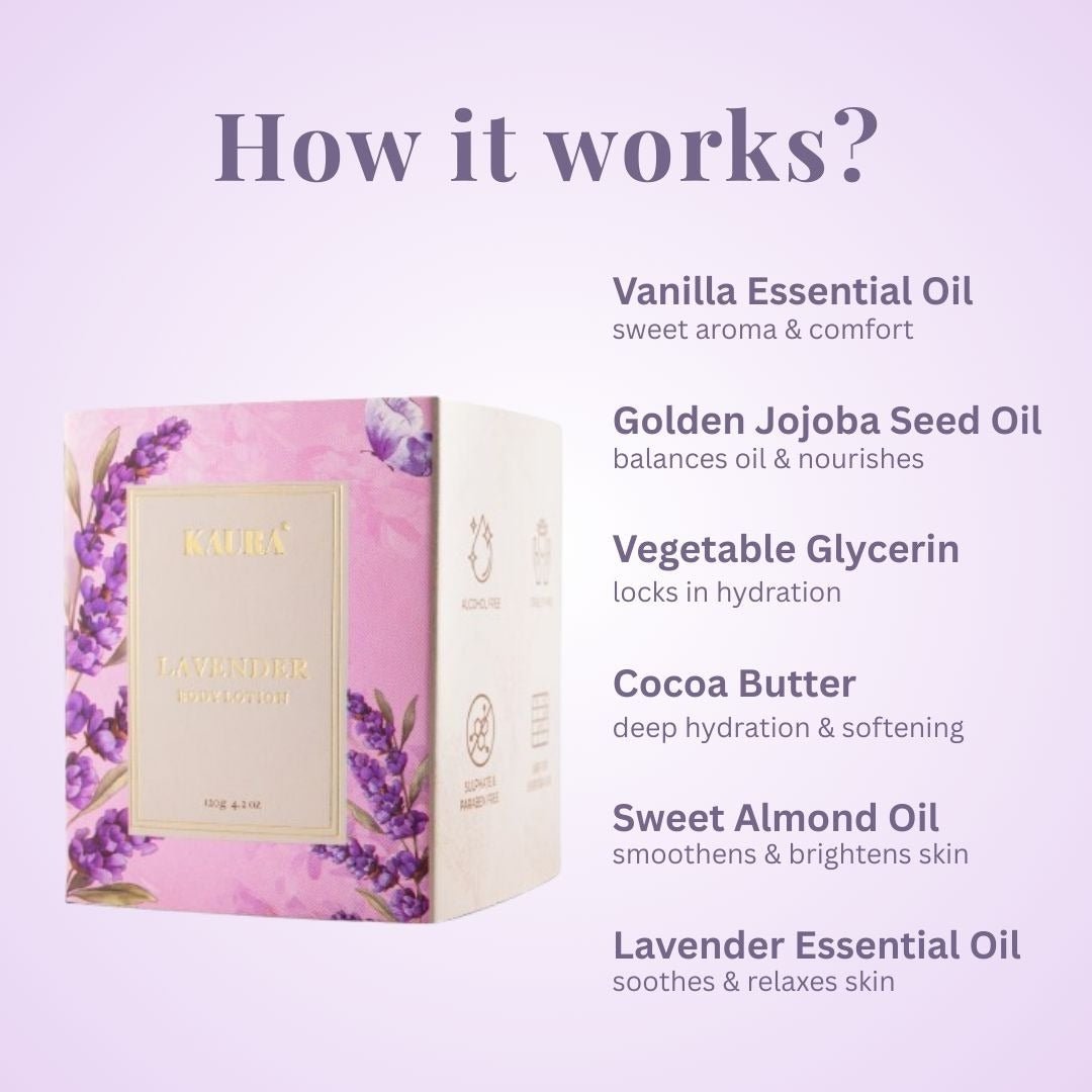 Lavender Body Lotion for Deep Moisture & Calm Skin | 120g – Body Lotion by Kaura available on Brown Living™. . SKU: KI344. Img 4.