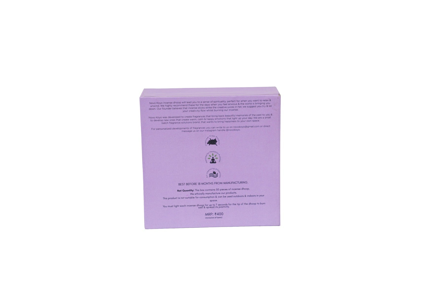 Lavender Dhoop Sticks | 50 Sticks with Reusable Holder – Home Decor on Brown Living™. SKU: LAID008. Img 3.