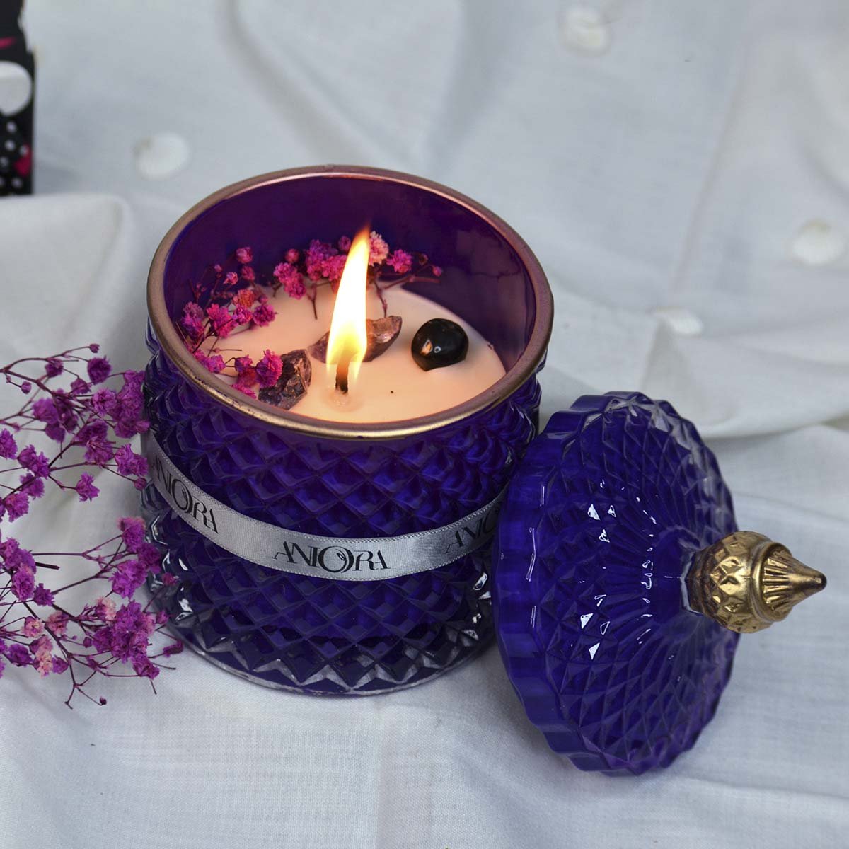 Lavender - Diamond Cut Crystal Jar Soy Wax Candles – Candles & Fragrances on Brown Living™. SKU: ANCA046. Img 2.