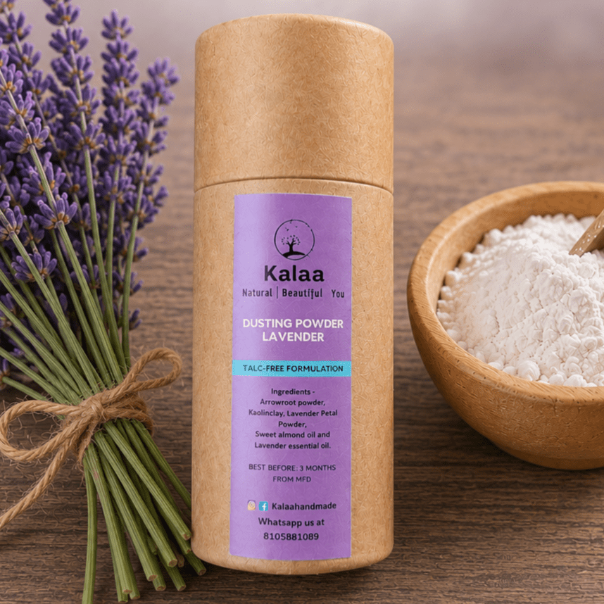 Lavender Dusting Powder 40g | Talc Free Vegan Body Powder – Body Powder on Brown Living™. SKU: LVDSPD. Img 1.