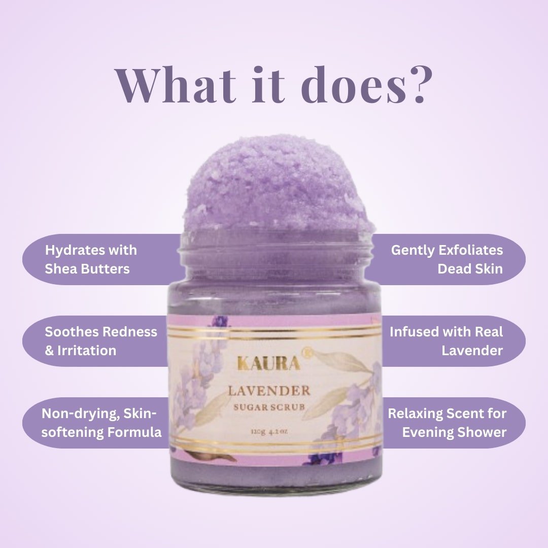 Lavender Exfoliating Pack of 2 (Whipped Soap + Scrub) for Relaxed Skin – Body Scrub by Kaura available on Brown Living™. . SKU: BL - KI - 068. Img 10.