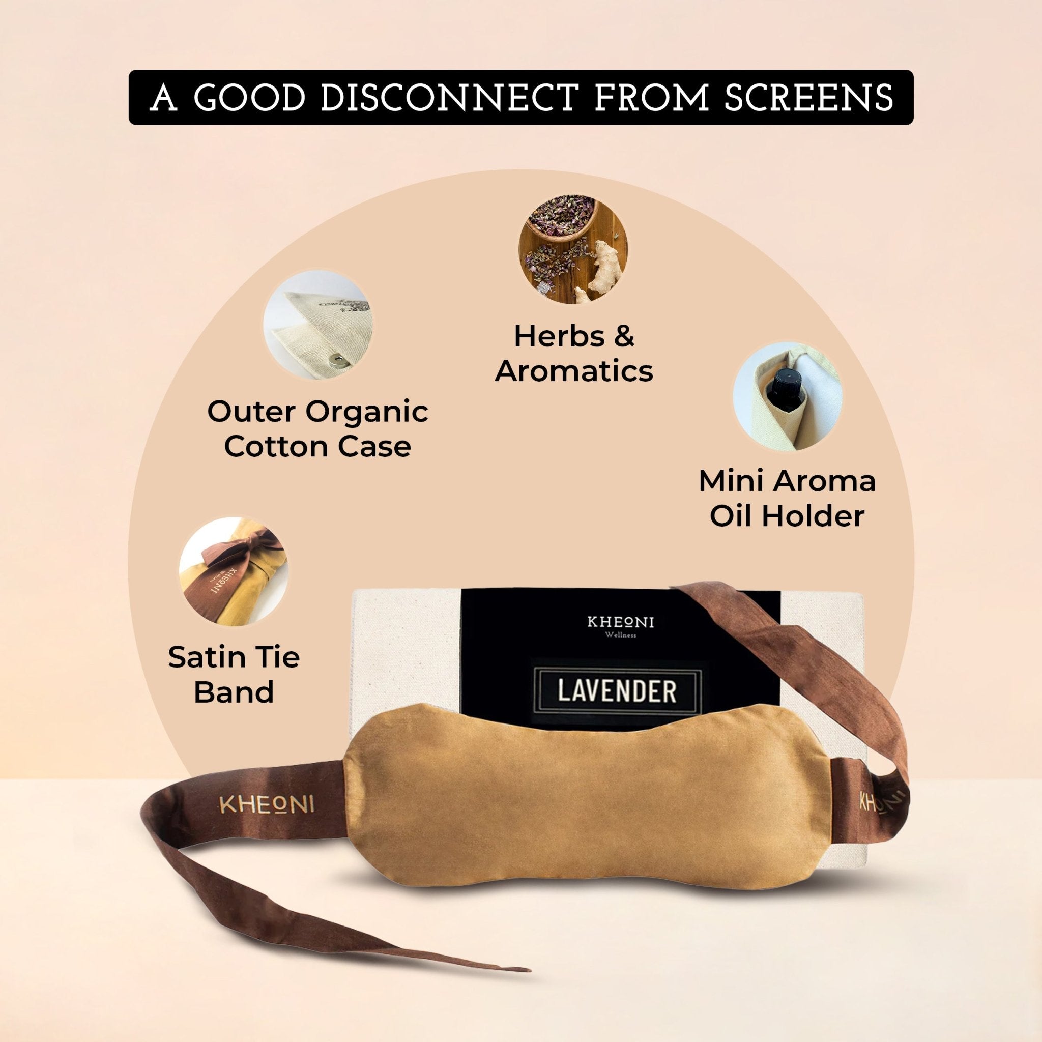 Lavender Eye Pillow | Sleep Eye Mask for Relaxation – Eye Pillow on Brown Living™. SKU: KHLEPBL-001. Img 3.