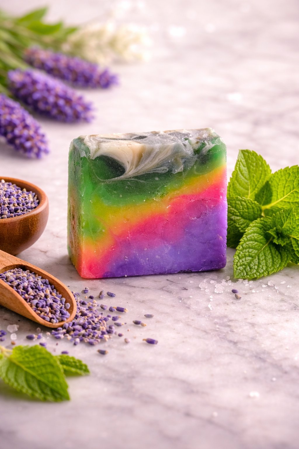 Lavender & Mint Handmade Soap | Refreshing Bath Bar | 120g – Body Soap on Brown Living™. SKU: SN-CP-LM-120. Img 2.