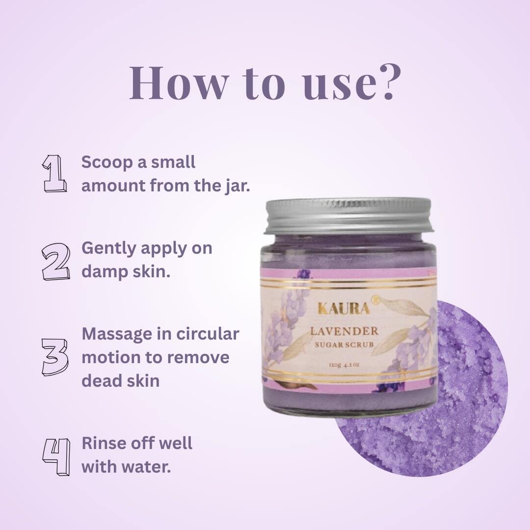 Lavender Sugar Scrub for Relaxing & Smooth Skin | 120g – Body Scrub on Brown Living™. SKU: KI332. Img 6.