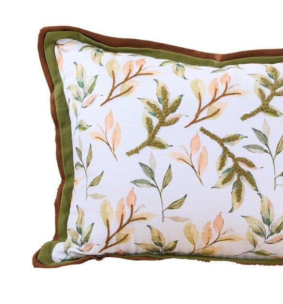 Leafy Shades Nature Charm Cushion | Botanical Decorative Accent Cushio – Pillow on Brown Living™. SKU: TEE-25720. Img 4.