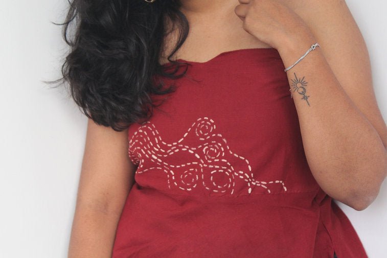 Leher Halter Top | Printed Halter Neck Ethnic Contemporary Wear – Womens Top on Brown Living™. SKU: H18. Img 2.