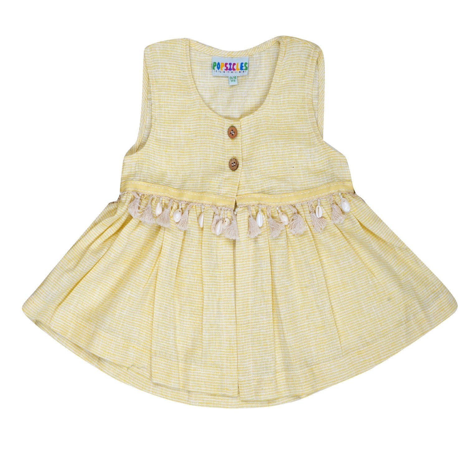 Lemon Striped Dress & Pants Set For Girls | Regular Fit – Kids Daywear Sets on Brown Living™. SKU: PG171_1. Img 3.