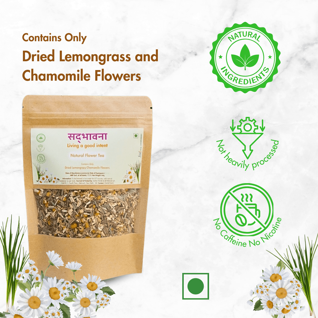 Lemongrass Chamomile Herbal Tea Flowers 40g | Calming Floral Tea – Tea on Brown Living™. SKU: B0F65CSYN1. Img 3.