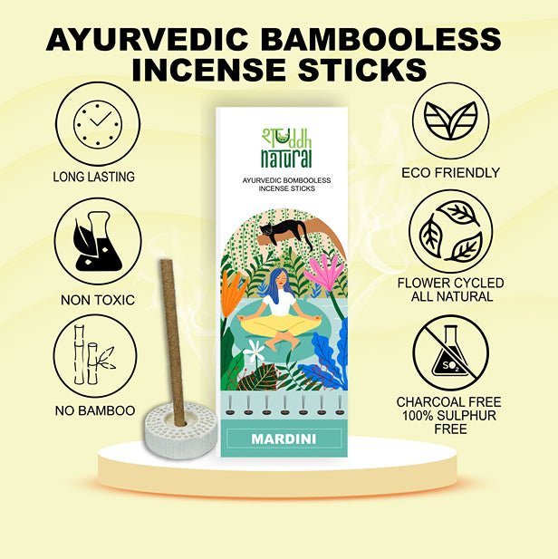 Lemongrass & Eucalyptus Bambooless Incense Sticks | Mardini | 30 Sticks – Pooja Needs on Brown Living™. SKU: SNBM30. Img 4.