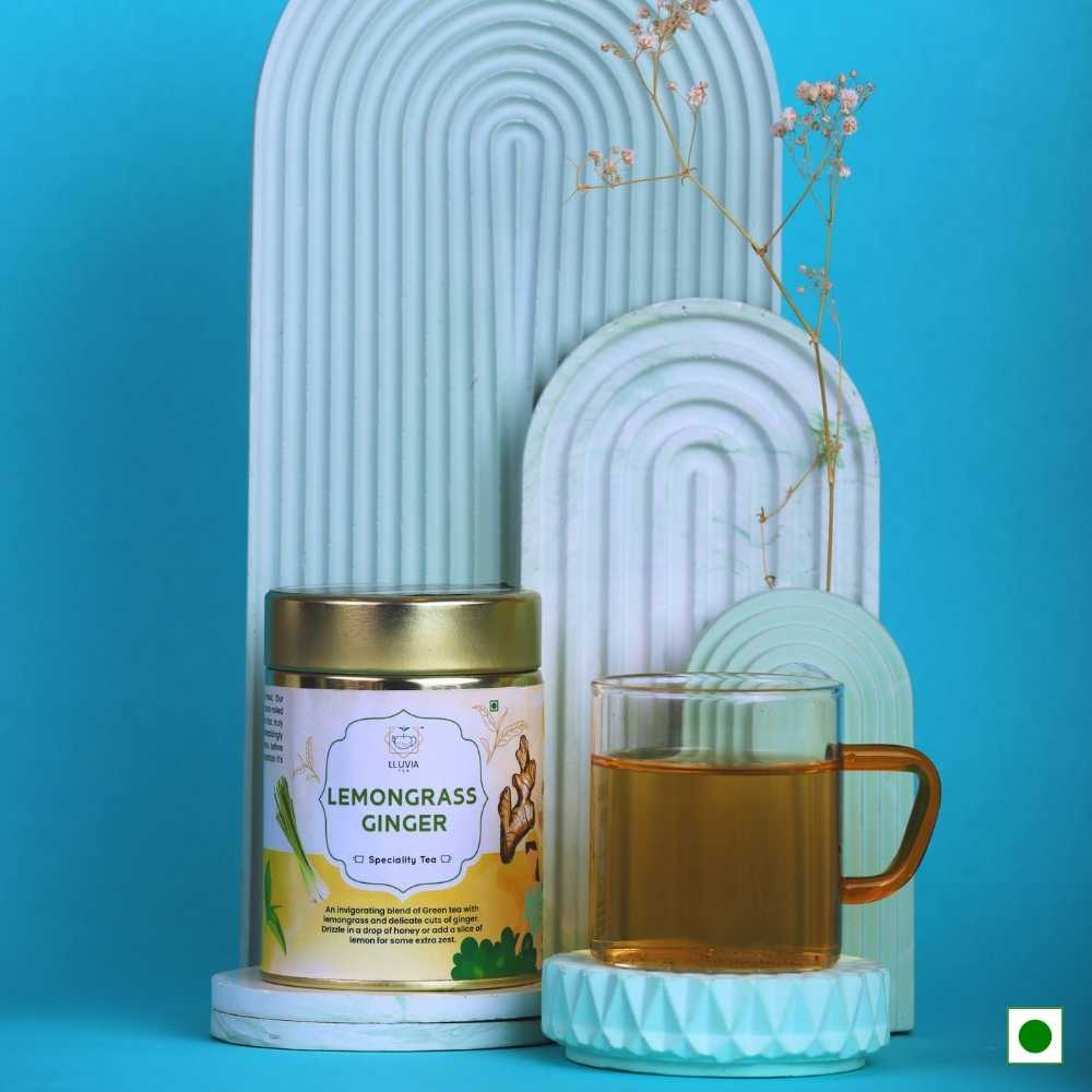 Lemongrass Ginger Green Tea – Relieve Anxiety & Detox – 50g – Tea on Brown Living™. SKU: SGTin50New. Img 8.