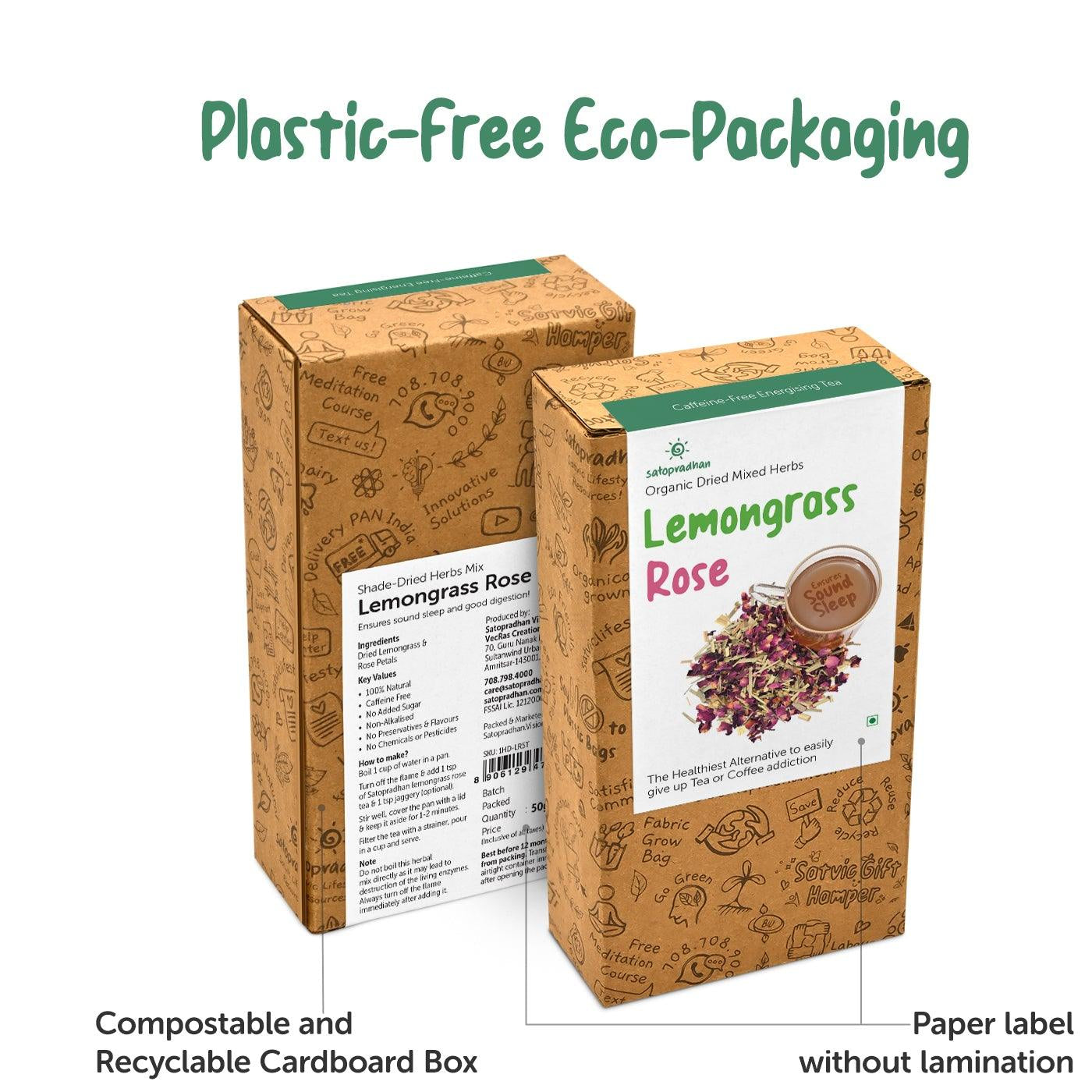 Organic Lemongrass Rose Tea - 25g - Naturally Shade Dried Mix – Tea on Brown Living™. SKU: 1HD - LR5T. Img 2.