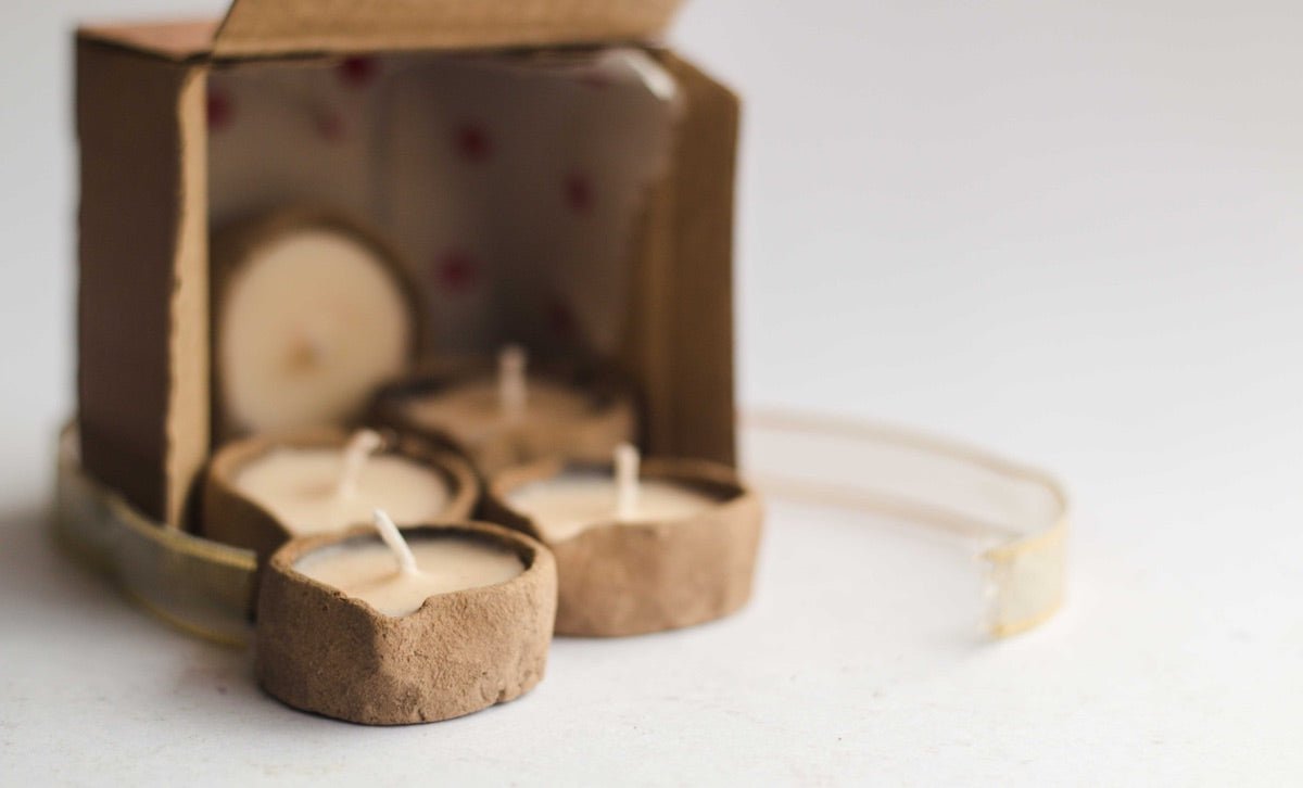 Lemongrass Scented Soy Wax Cowdung Diyas - Set of 5 | Verified Sustainable by Brown Living™