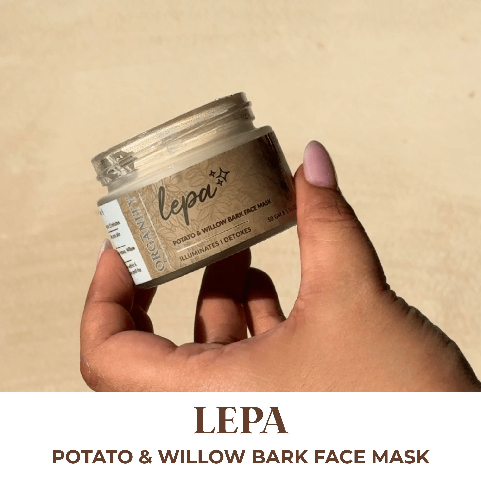 Lepa - Potato & Willow Bark Face Mask – Face Pack on Brown Living™. SKU: ORG-LEPA-FM-POTATO-WILLOW-50. Img 4.