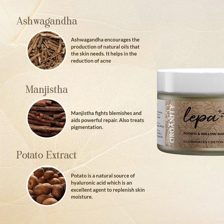 Lepa - Potato & Willow Bark Face Mask – Face Pack on Brown Living™. SKU: ORG - LEPA - FM - POTATO - WILLOW - 50. Img 3.