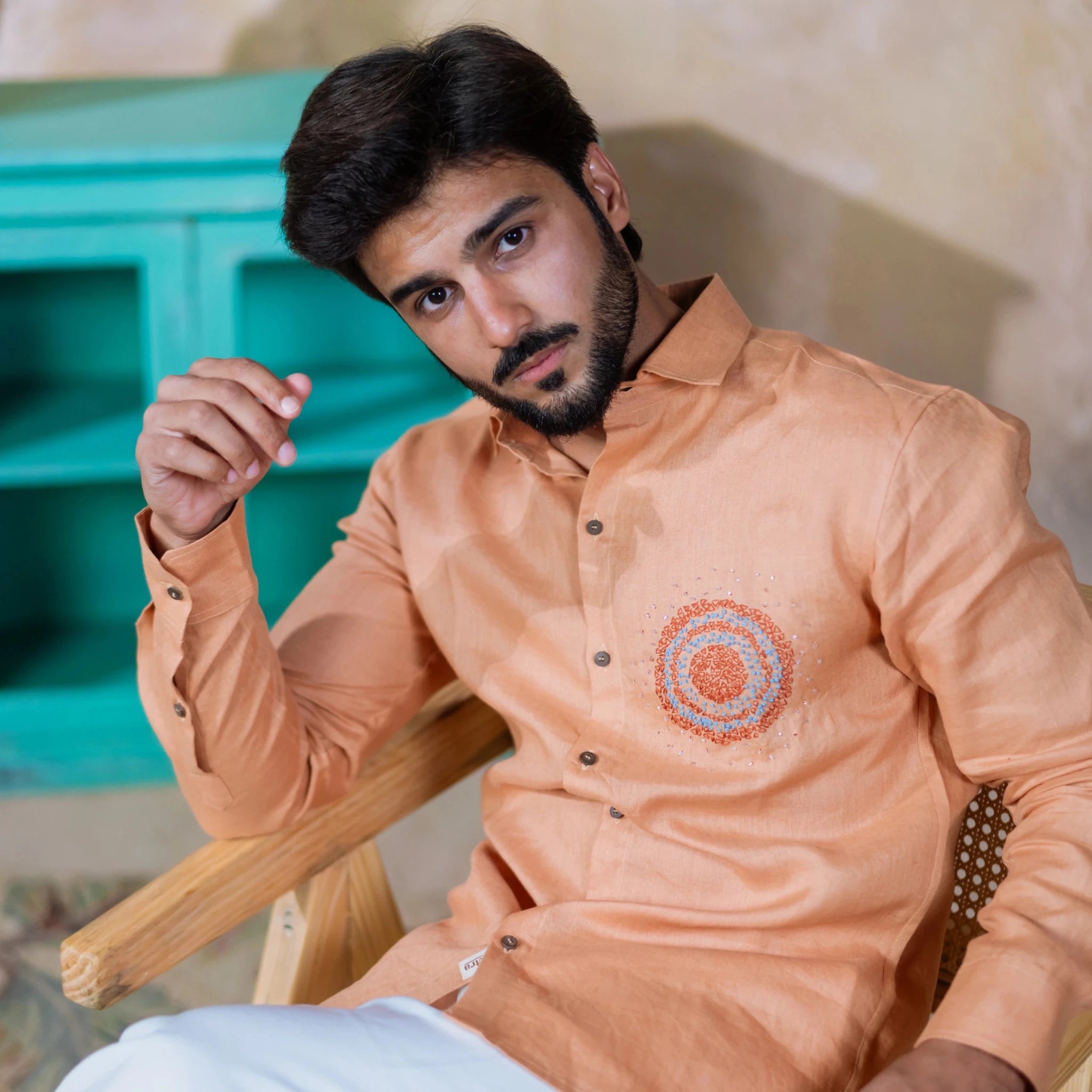Linen Ember Shirt For Men Contemporary Casual Shirt – Men Shirt on Brown Living™. SKU: Aayu36. Img 3.