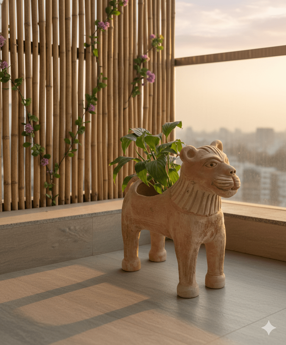 Lion King Handcrafted Animal Themed Clay Planter ā Pots & Planters on Brown Livingā¢. SKU: A0_plt_0022. Img 6.