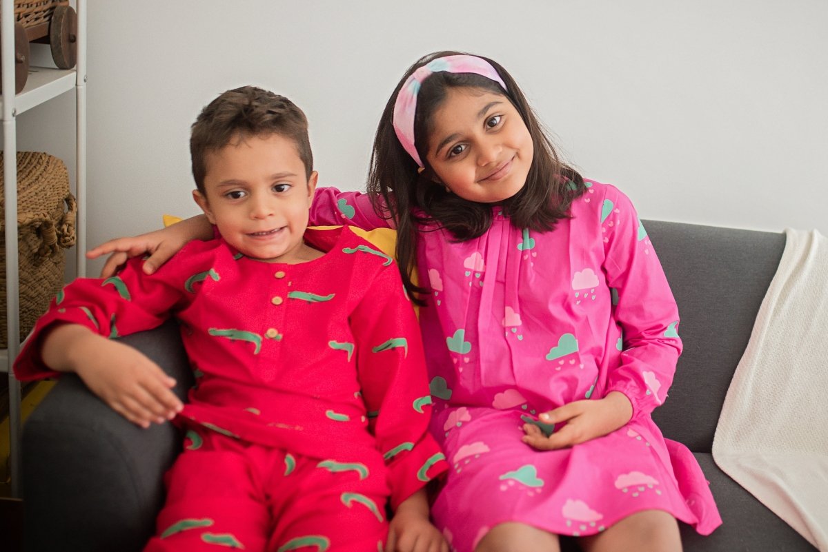 Little Cloud Pink - Girls Comfort Wear – Kids Frocks & Dresses on Brown Living™. SKU: MITHGN - 040(P) - 1. Img 6.