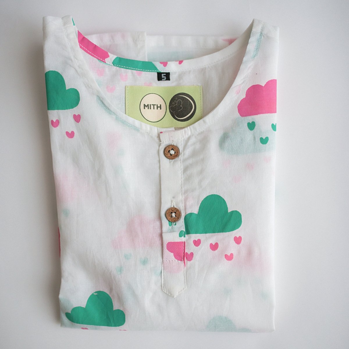Little Clouds - Unisex Kids Cotton Nightwear – Kids Pyjamas on Brown Living™. SKU: MITHNW - 040 - 1. Img 6.