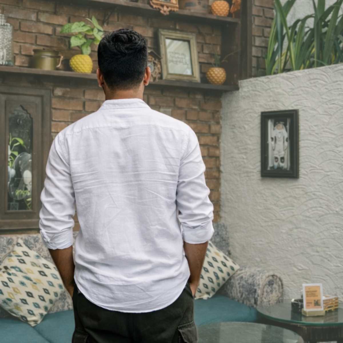 Lola White Hemp Shirt For Men | Sustainable Everyday Wear – Mens Shirt on Brown Living™. SKU: JDSRL6001XS. Img 2.