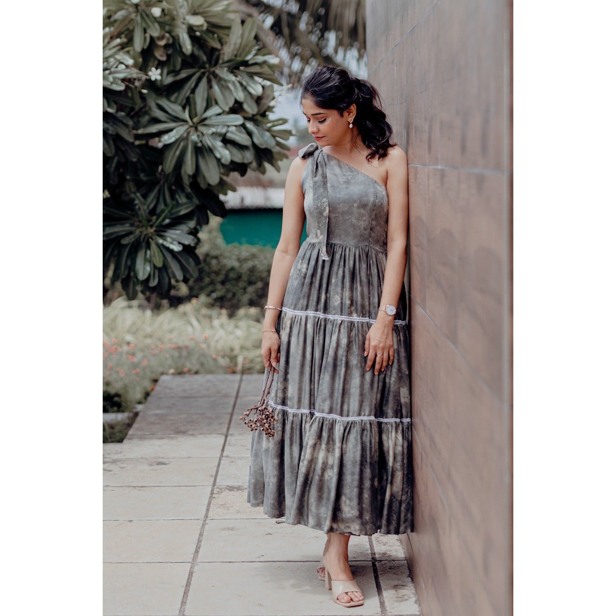 LoLo JoJo Tier Satin Dress | Stylish Flowy Party Wear Dress for Women – Womens Dress on Brown Living™. SKU: TMS0160-XS. Img 1.
