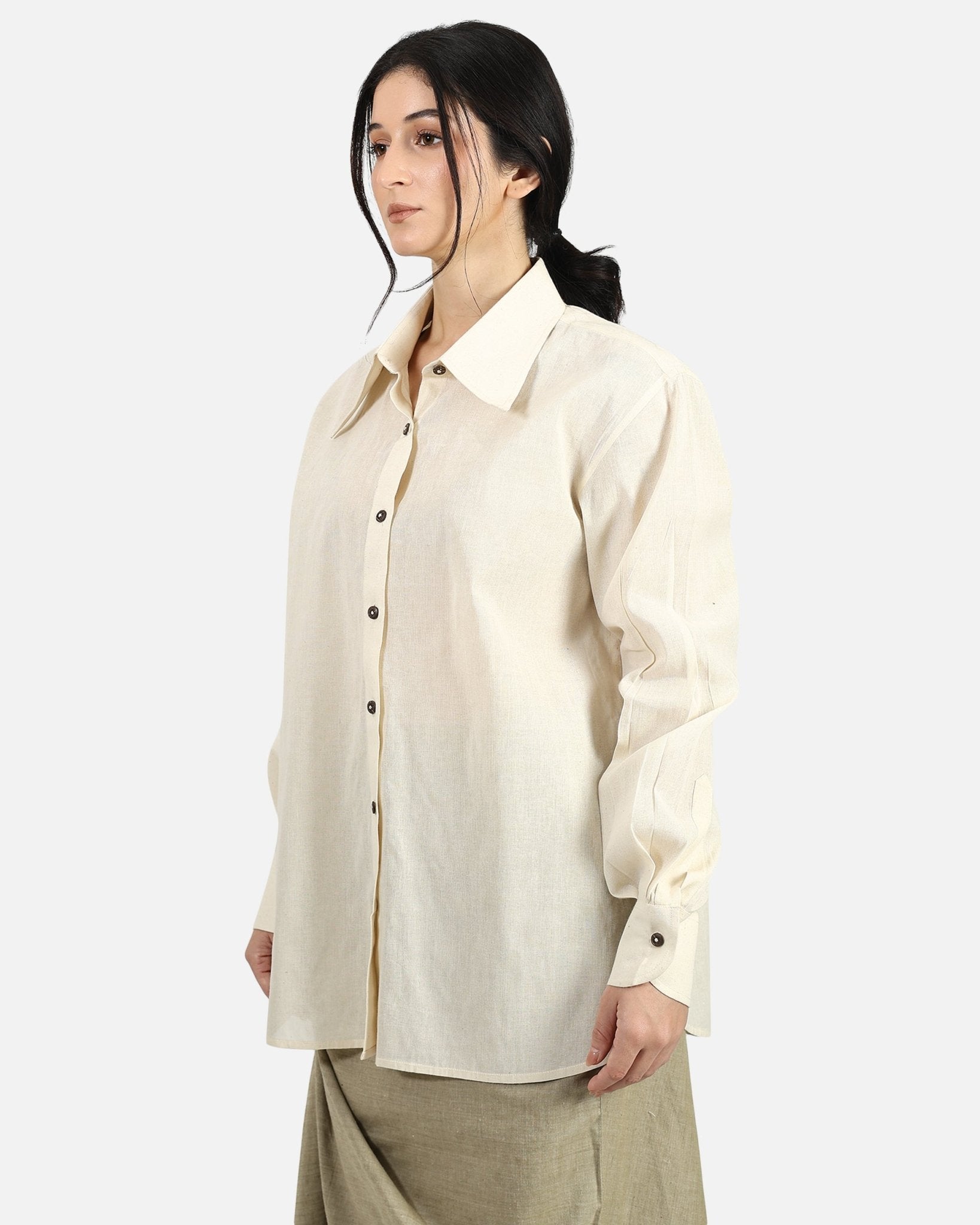 Long Collar Shirt – Modern Statement Collar Shirt for Effortless Style – Womens Shirt on Brown Living™. SKU: ACB2026008. Img 6.