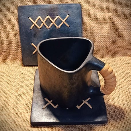 Longpi Black Pottery Coasters Square - Set of 2 – Coasters on Brown Living™. SKU: SACHII001SS. Img 2.