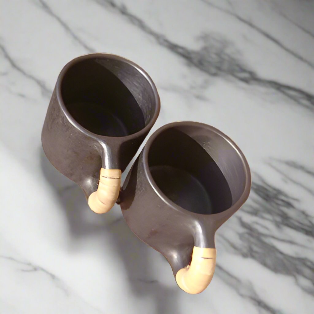 Longpi Black Pottery Coffee Mug Small - Round - Set of 2 – Mugs on Brown Living™. SKU: SACHII0161. Img 2.
