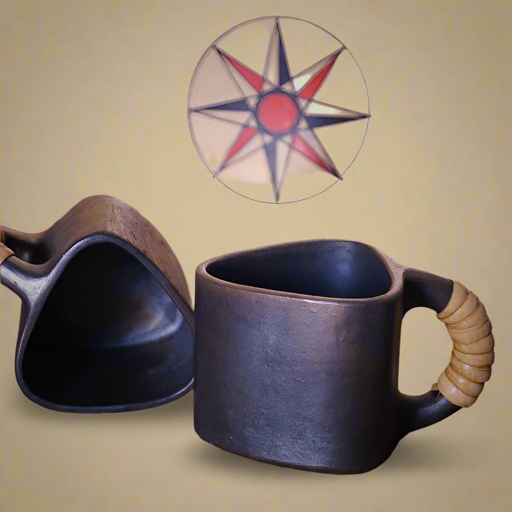 Longpi Black Pottery Trikon Coffee Mug - Small - Set of 2 – Mugs on Brown Living™. SKU: SACHII0161T1. Img 1.