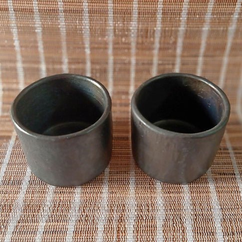 Longpi Black Pottery Tumblers Small - Set of 2 – Glasses & Tumblers on Brown Living™. SKU: SACHII016T1. Img 3.
