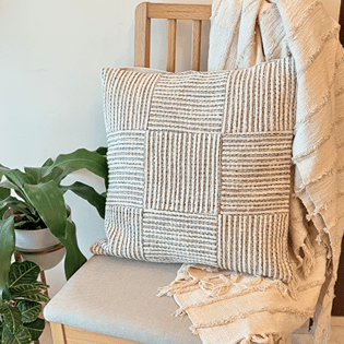 Loom Grid Cushion Cover Cotton Textured Decorative Cover – Covers & Inserts on Brown Living™. SKU: LGDSHPILOW. Img 1.