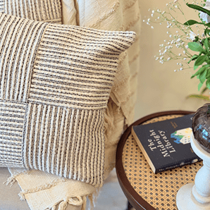 Loom Grid Cushion Cover Cotton Textured Decorative Cover – Covers & Inserts on Brown Living™. SKU: LGDSHPILOW. Img 4.
