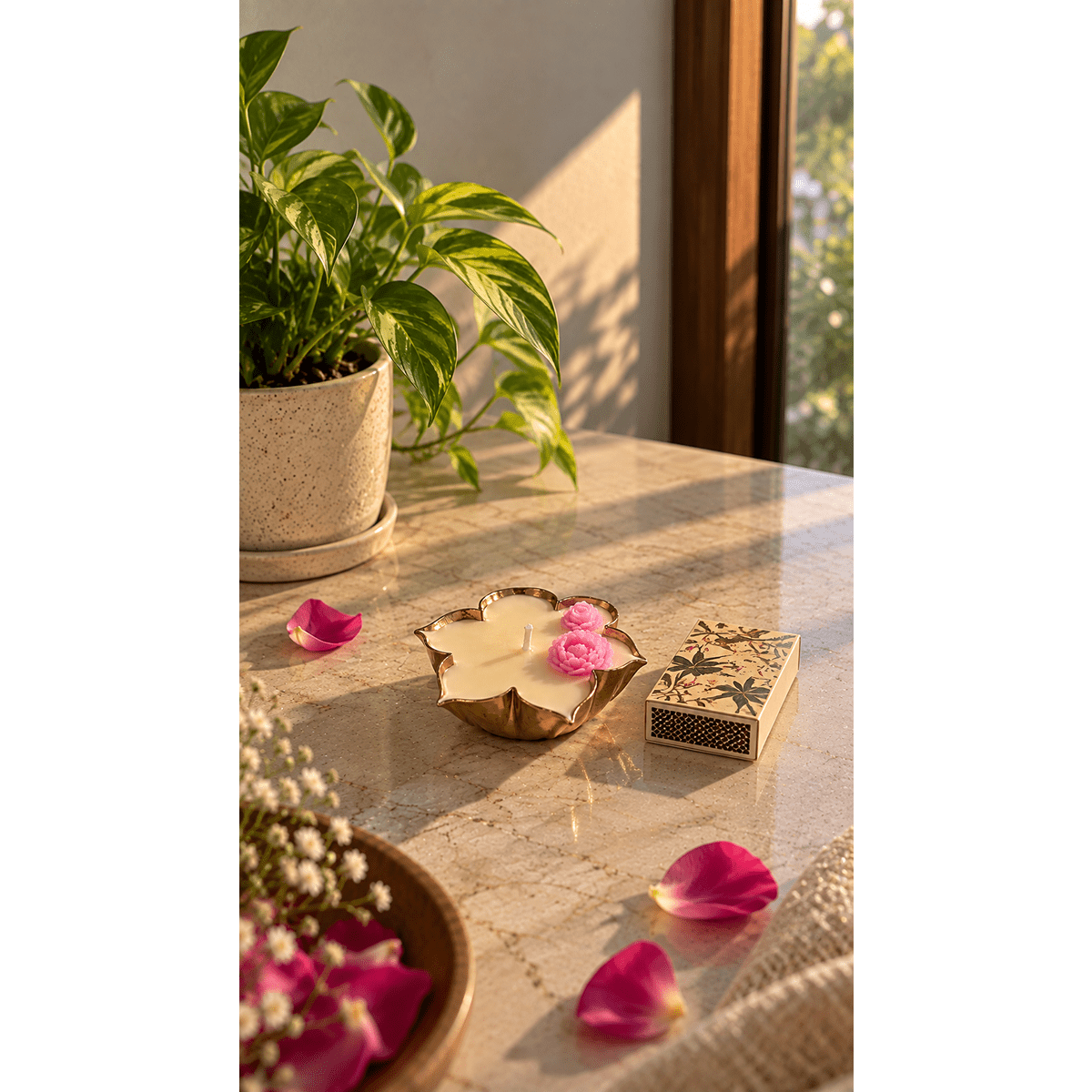 Lotus Bloom Aroma Candle 2.7 Inch | Floral Decorative Candle – Candles & Fragrances on Brown Living™. SKU: SSAS-37-LAVR. Img 1.