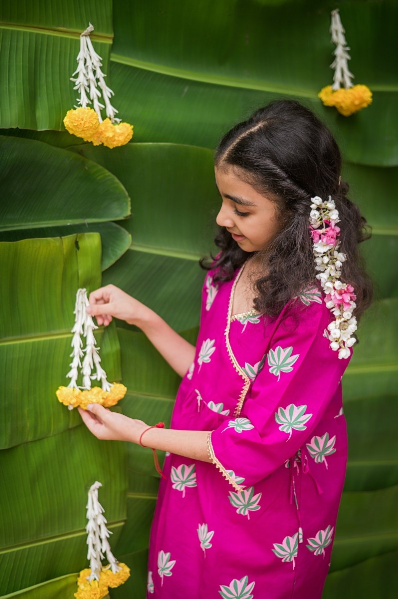 Lotus Bloom - Girls Ethnic Wear – Kids Ethnic Sets on Brown Living™. SKU: MITHEW - 037(P) - 1. Img 3.