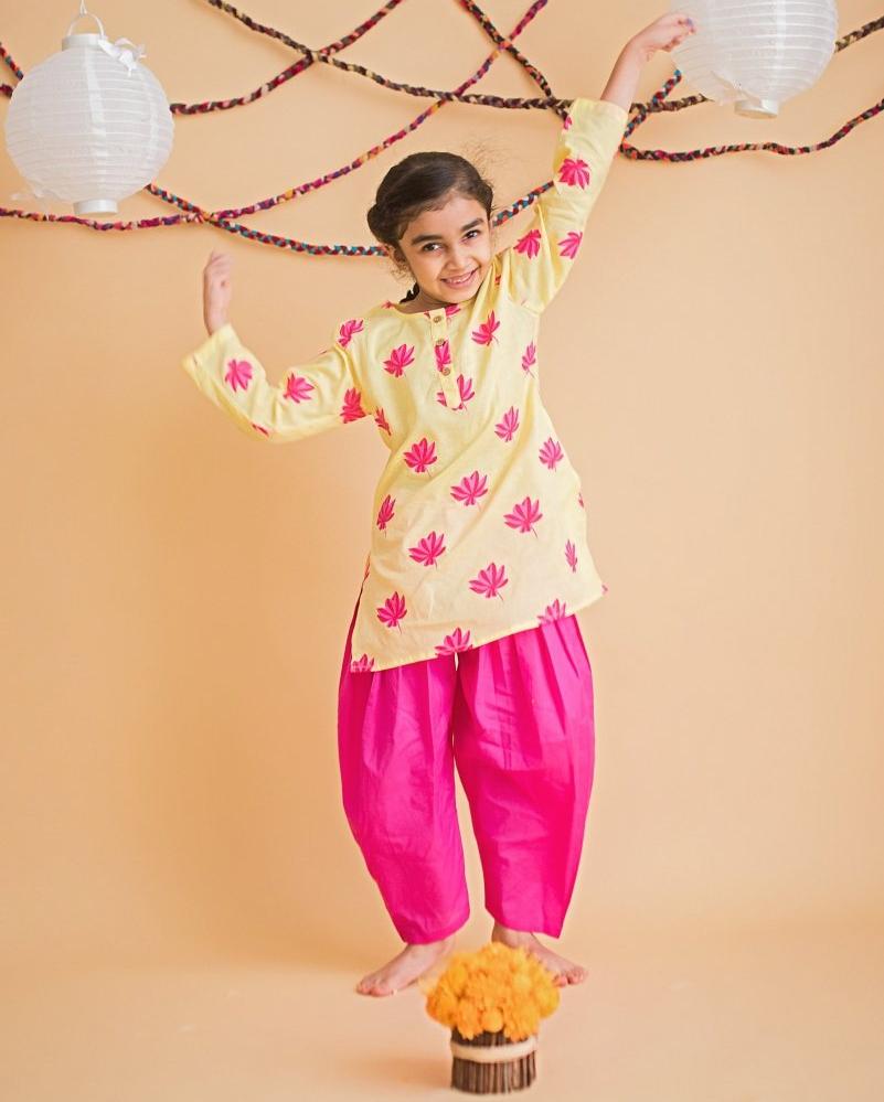 Lotus Bloom - Girls Ethnic wear – Kids Ethnic Sets on Brown Living™. SKU: MITHEW - 037(Y) - 1. Img 1.
