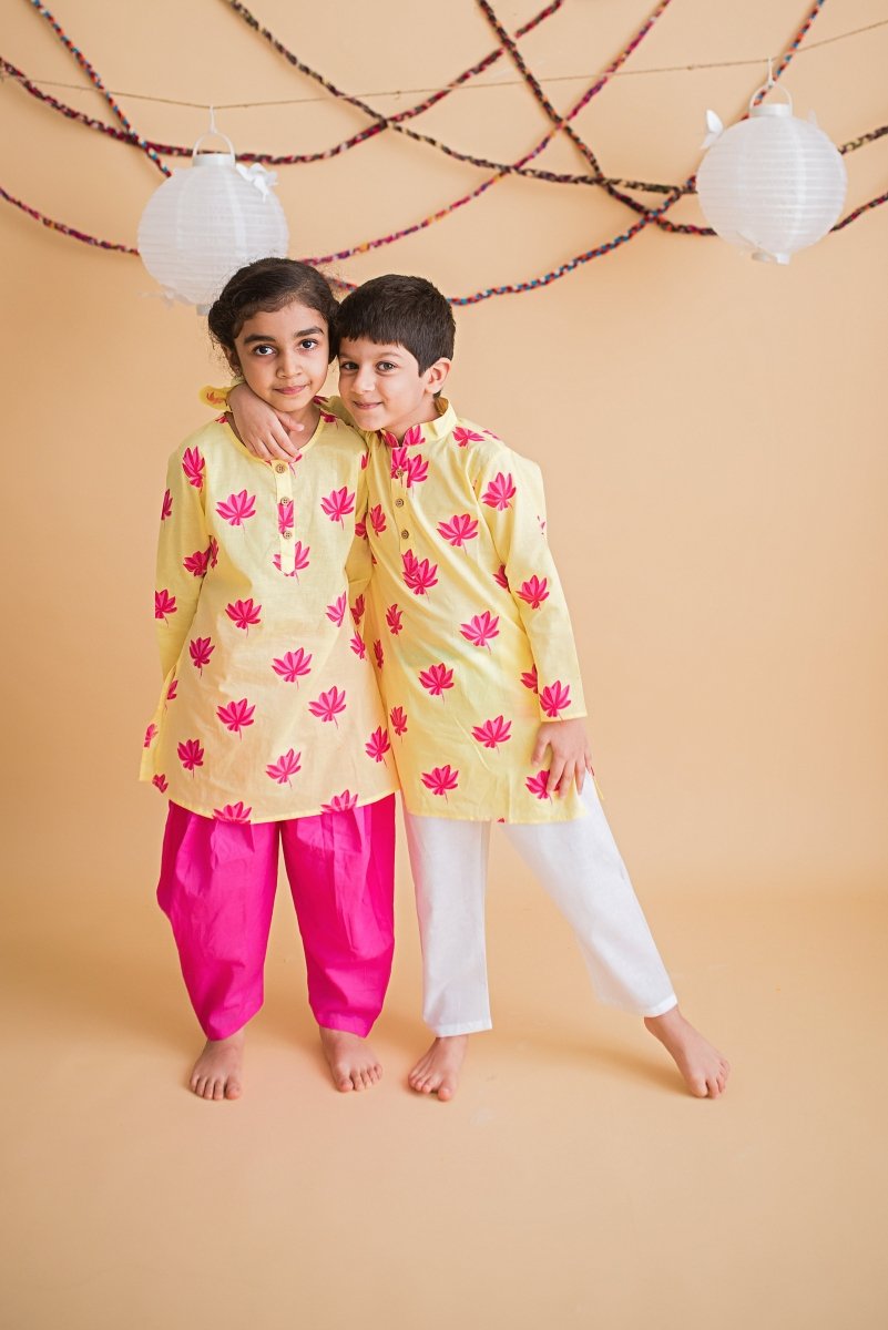 Lotus Bloom - Girls Ethnic wear – Kids Ethnic Sets on Brown Living™. SKU: MITHEW - 037(Y) - 1. Img 8.