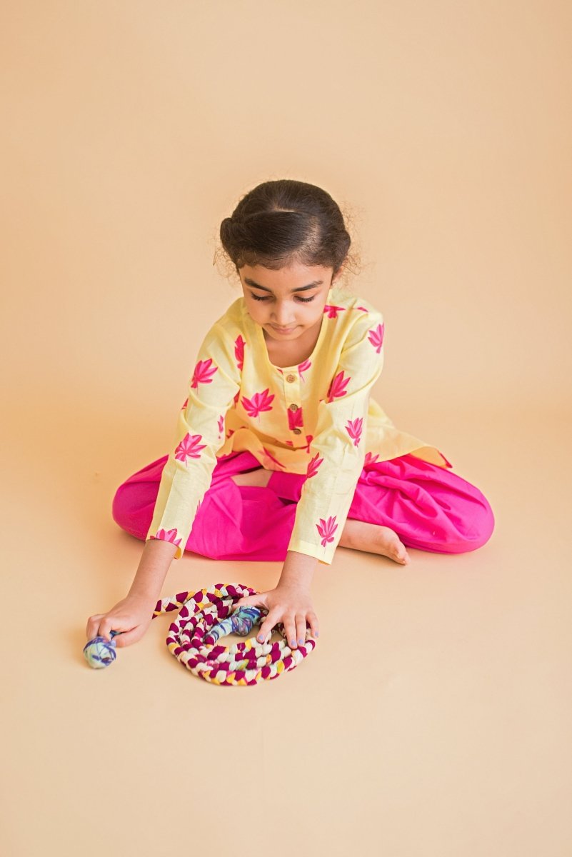 Lotus Bloom - Girls Ethnic wear – Kids Ethnic Sets on Brown Living™. SKU: MITHEW - 037(Y) - 1. Img 7.