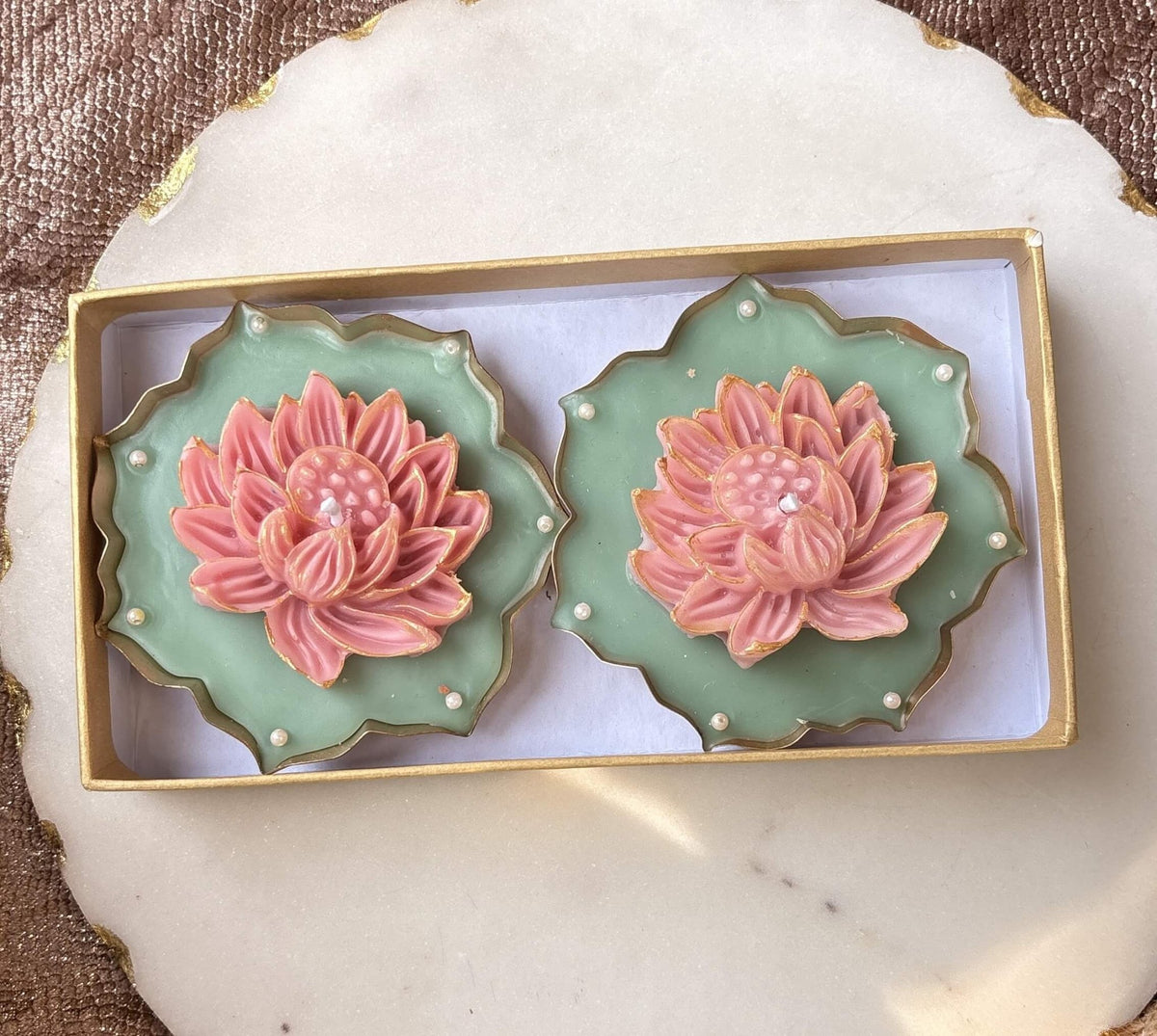 Lotus Diya Urli Set of 2 | Festive Diwali Home Decor – Candles & Fragrances on Brown Living™. SKU: LUSH_0066. Img 2.