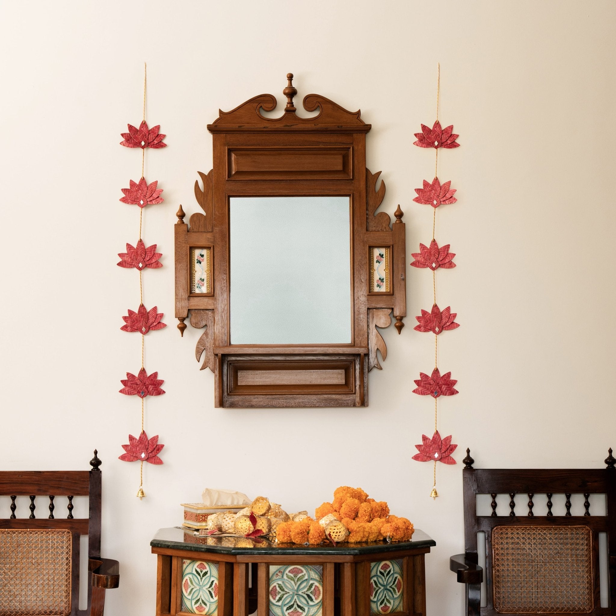 Lotus Handcrafted Bamboo Door Hanging for Decor - Set of 2 – Home Decor on Brown Living™. SKU: BTDE - 697. Img 3.