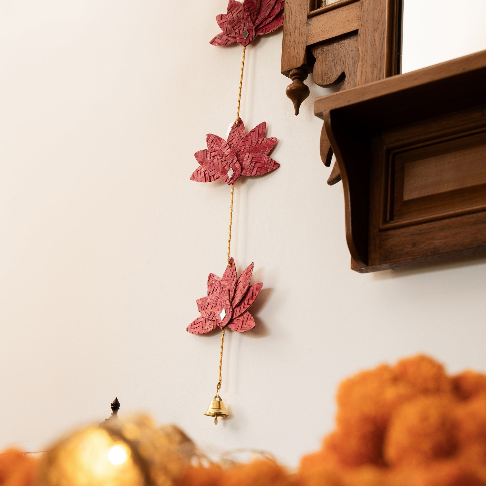 Lotus Handcrafted Bamboo Door Hanging for Decor - Set of 2 – Home Decor on Brown Living™. SKU: BTDE - 697. Img 1.
