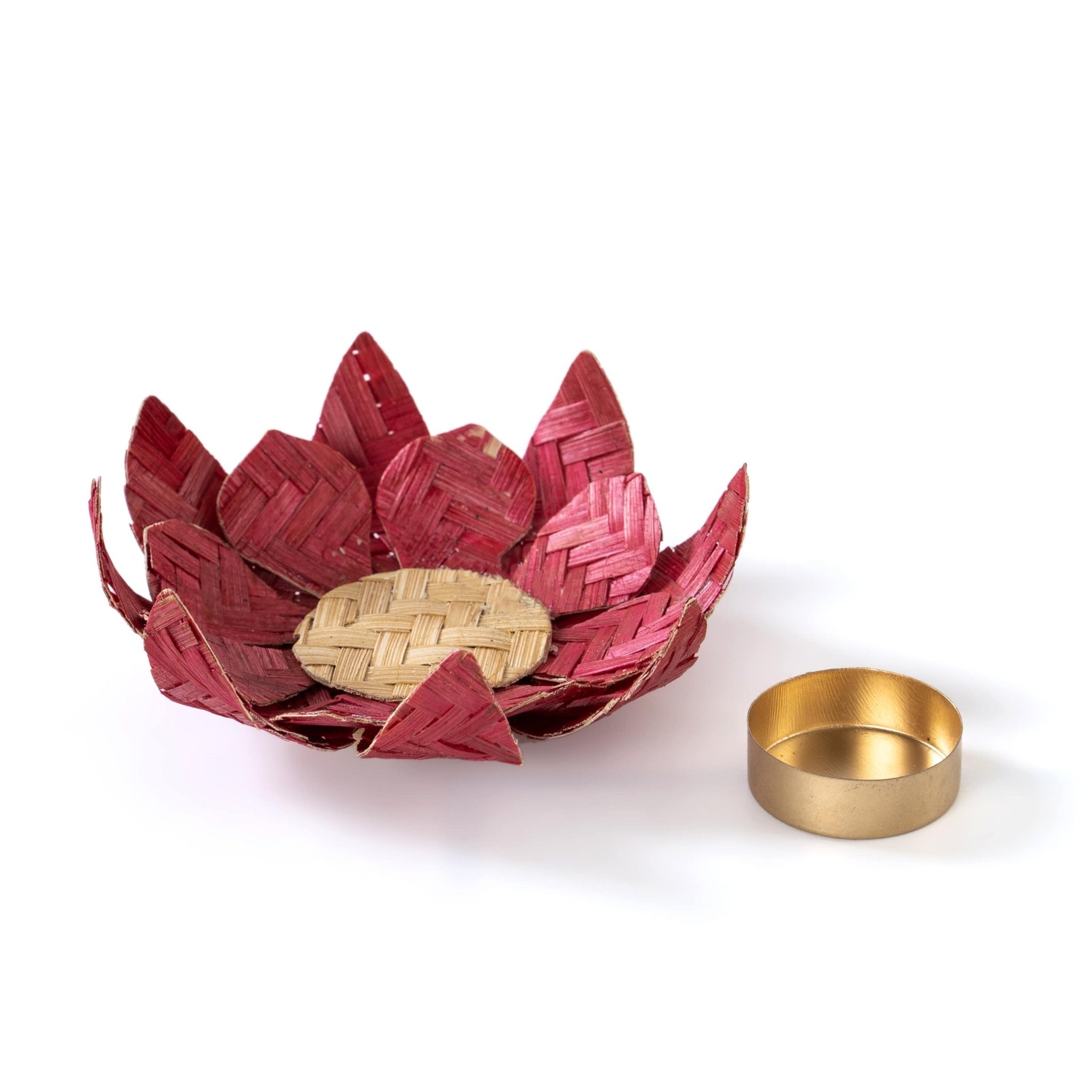 Lotus Handcrafted Bamboo Tea Light Holder – Home Decor on Brown Living™. SKU: OBCH - 728. Img 2.