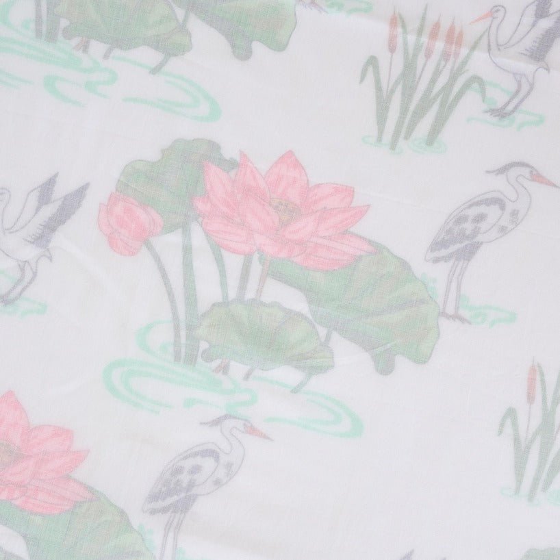 Lotus Print Cotton Dohar | Soft Summer Blanket – Bedding on Brown Living™. SKU: EE-LD-DD. Img 2.